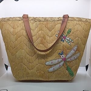 Rare Vintage Kate Spade Dragonfly Straw Purse